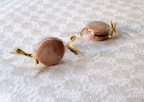 macarons favours — wrapped in cellophane to look like candy
